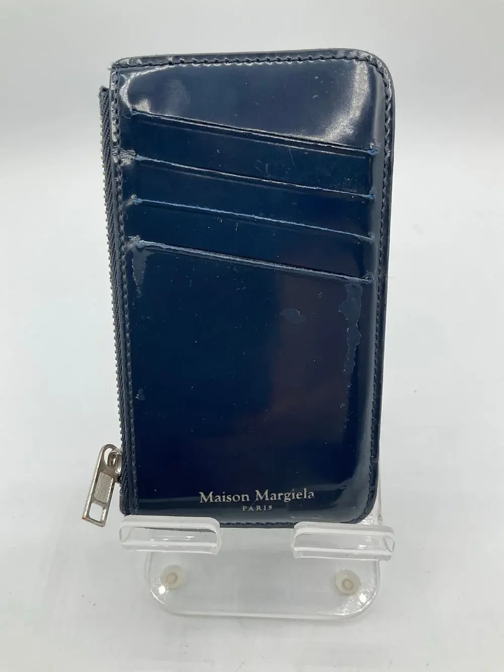 Maison Margiela Navy Leather Card Wallet- Blue